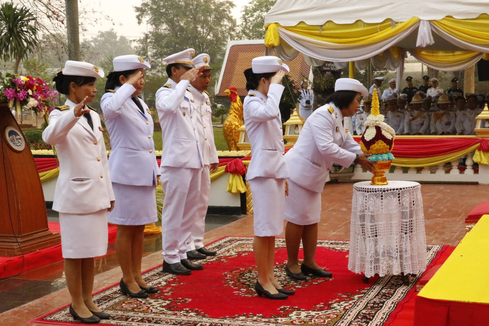 พิธีวางพานพุ่มถวายราชสักการะสมเด็จพระนเรศวรมหาราช ณ บริเวณศาลสมเด็จพระนเรศวรมหาราช มณฑลทหารบกที่ 12 ตำบลบ้านพระ อำเภอเมืองปราจีนบุรี จังหวัดปราจีนบุรี