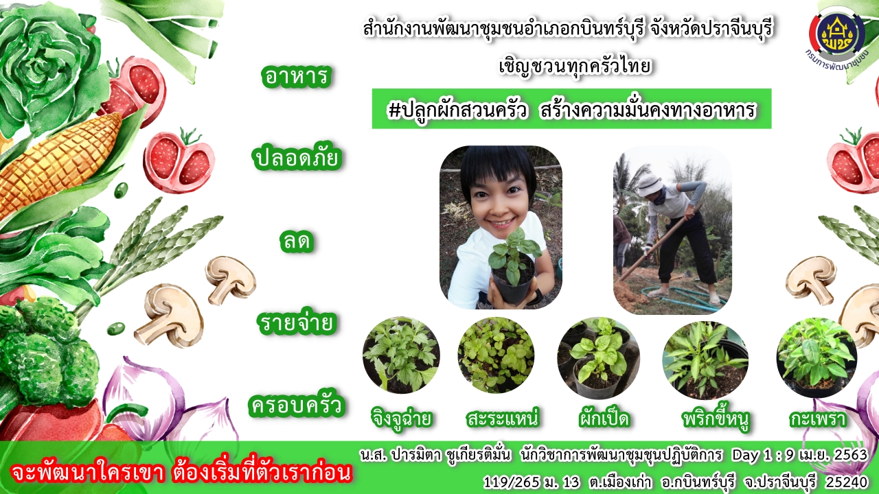 แผนปฏิบัติการ Quick Win 90 วัน “ปลูกผักสวนครัว เพื่อสร้างความมั่นคงทางอาหาร”