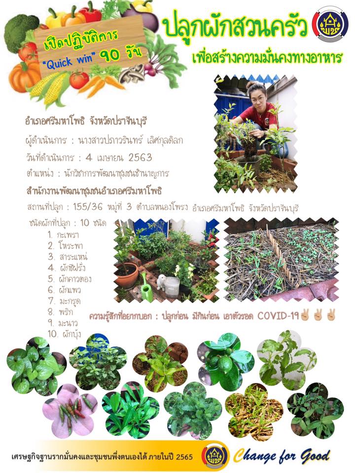 แผนปฏิบัติการ Quick Win 90 วัน “ปลูกผักสวนครัว เพื่อสร้างความมั่นคงทางอาหาร”