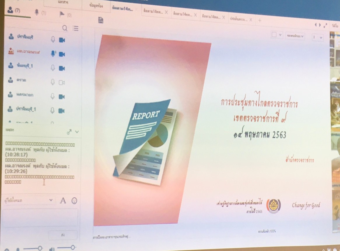 การประชุมการตรวจราชการกรมการพัฒนาชุมชน ประจำเดือนพฤษภาคม 2563 เขตตรวจราชการที่ 9 ผ่านระบบห้องประชุมออนไลน์ (session call) เพื่อขับเคลื่อนงานที่สำคัญตามนโยบายของรัฐบาล